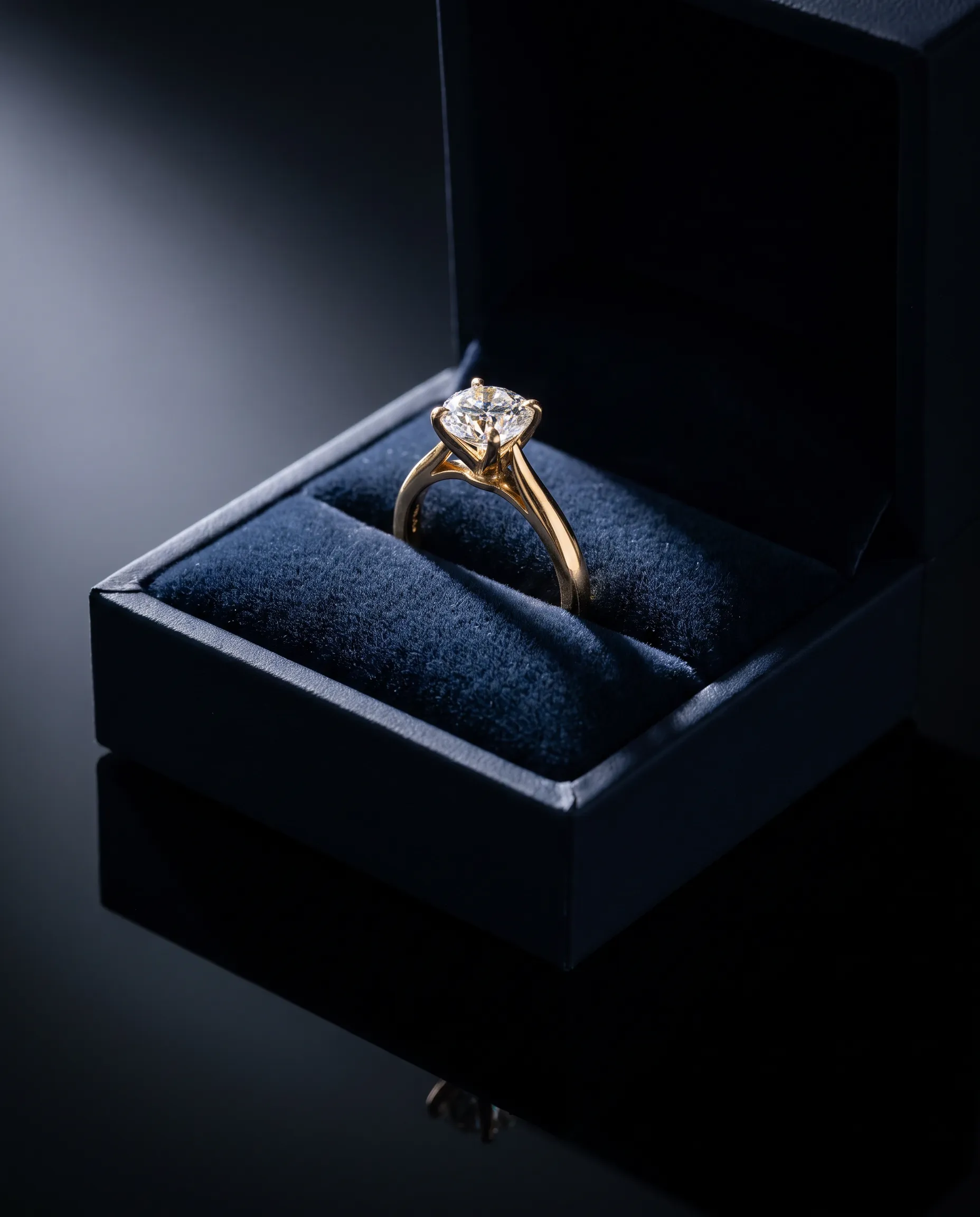 Solitaire ring, closed and revealed